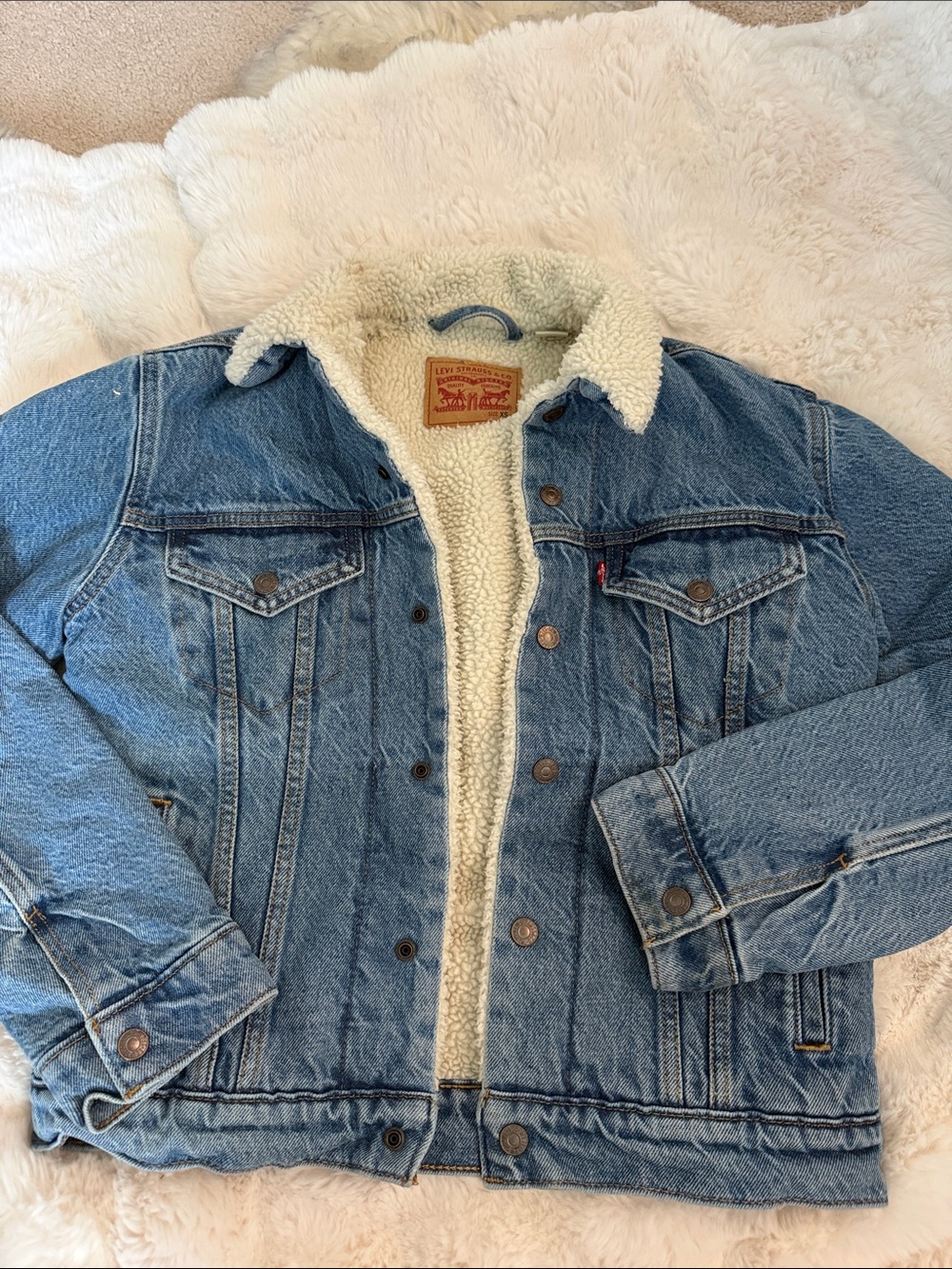 Levi's Blue Denim Jacket with Cream Sherpa Lining